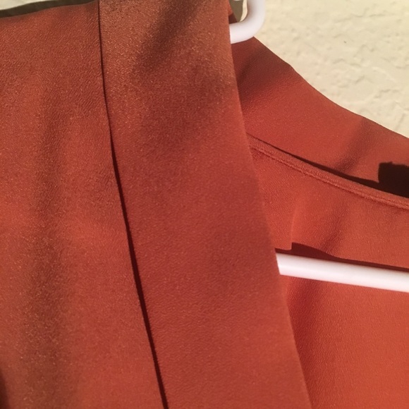 Burnt Orange silky faux wrap blouse - Size Small - Picture 5 of 6